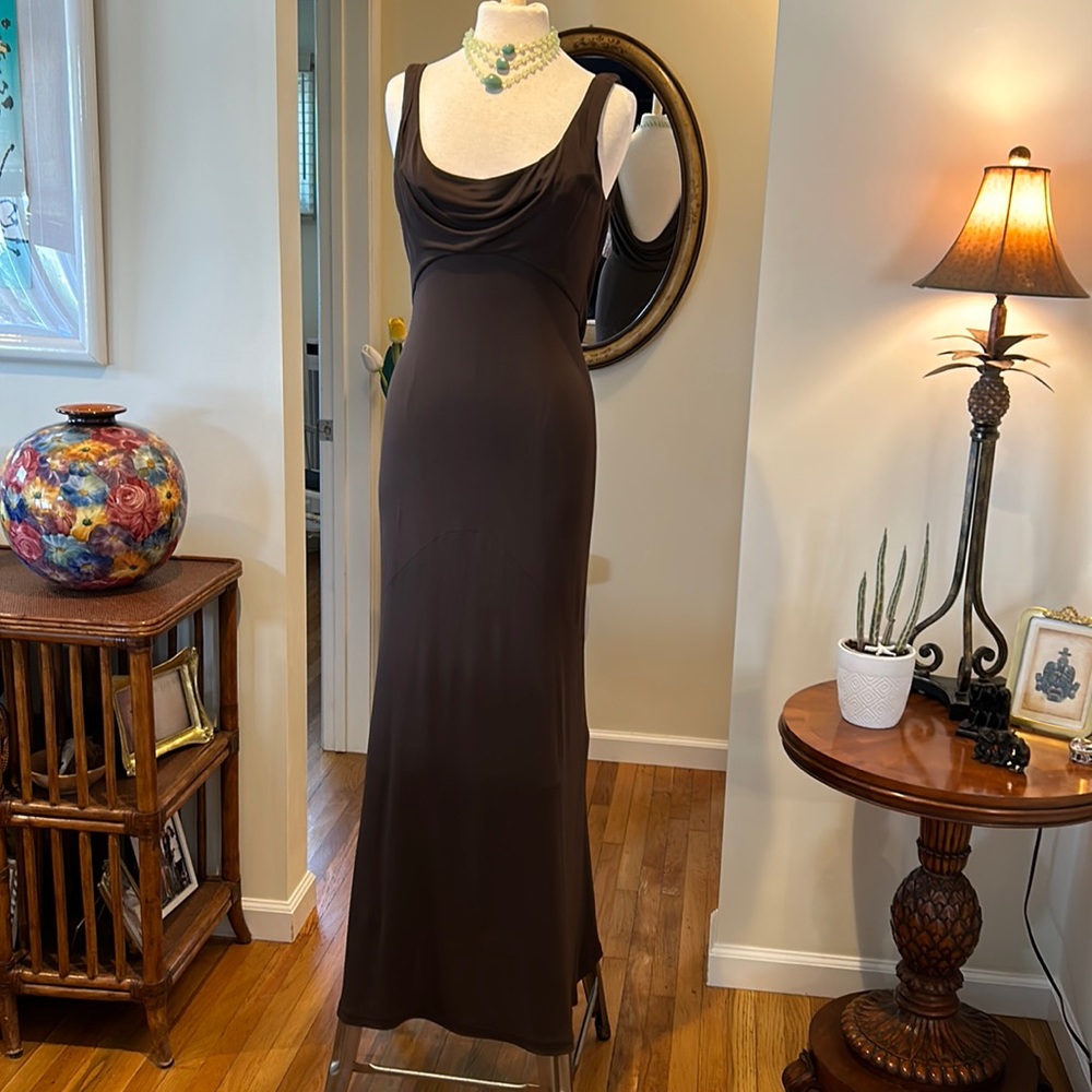 Sz 10 Andrea Polizzi for Rex Lester floor length fully lined chocolate color